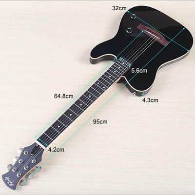 Black 39 Inch Silent Acoustic Electric Guitar, Spruce Top Body, Okoume Wood Neck, 22 Frets image 6