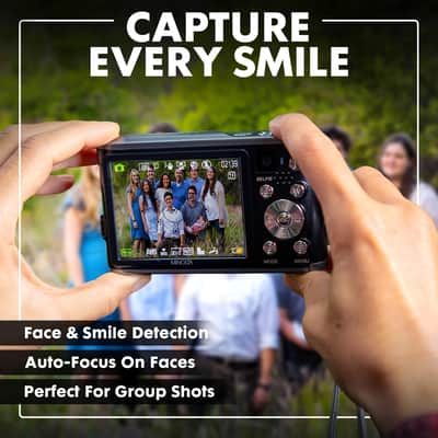 Mint Minolta 48MP Digital Camera with Rear Selfie Lens – 4K Ultra HD Video, 2.8" LCD Screen, 16X Digital Zoom, Autofocus, Slow Motion, Time Lapse, Filters, Scene Modes, 32GB Card Included (Silver) image 5