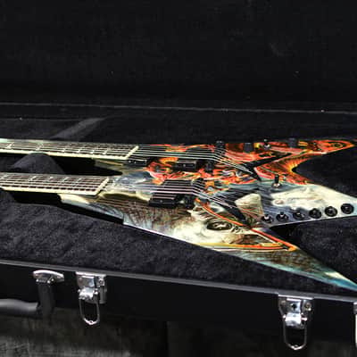 Dean Signature Dave Mustaine Megadeth DIADEM Double Neck Flying V Guitar Revelation Beast Graphic w Case image 12