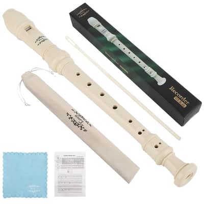 Glory Soprano Recorder Instrument For Kids Beginner, German Fingering C Key Recorder Instrument,Beige image 1