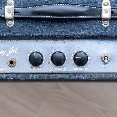 1960 Ampeg Jet J-12 Vintage Tube Amp 1x12 w/ Jensen P12S, Navy Random Flair, Serviced & Clean image 5
