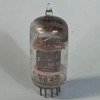 1950s General Electric 5814 12AU7 ECC82 Vintage GE Black Plate D Getter TubeT210 image 3