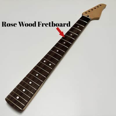 Strat Guitar Neck 22 Frets, 25.5'' Maple Wood Modern C Shape ST Guitar Necks with Radius 9.5'' Rosewood Fretboard Medium Jumbo Fret for Stratocaster Guitar Parts Replacement image 3