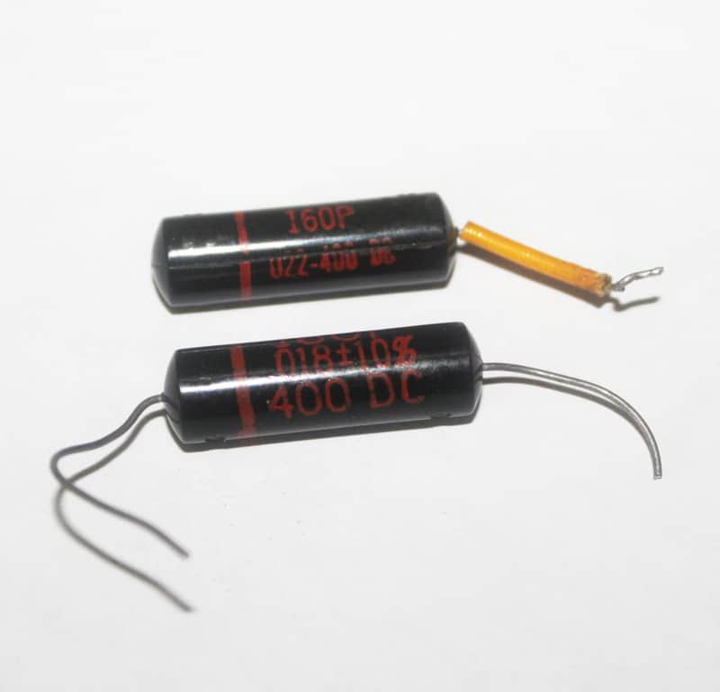 Vintage 1960's Gibson Black Beauty Sprague Capacitors .022 400 DC 160P & .018 400 DC Caps image 1