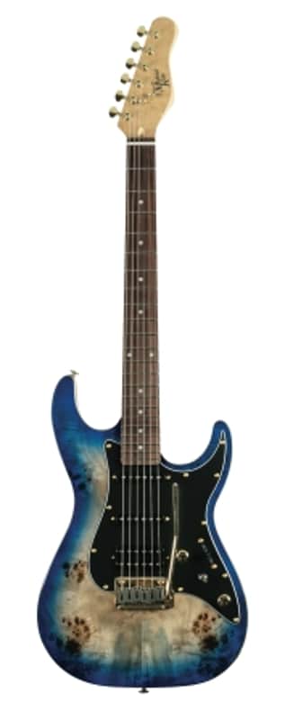 Michael Kelly Blue Burst Burl 60 Ultra Double Cutaway Electric w/ Locking Tremelo System MK60CBLPRH image 1