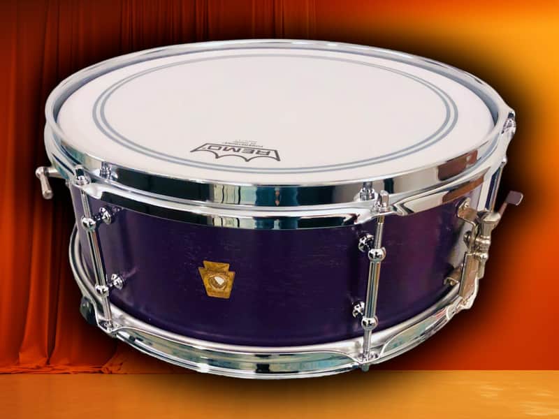 Ludwig  Pre-serial No. 491 Pioneer 5x14" 6-Lug  Snare w/ Keystone Badge, in Purple (refinished) image 1