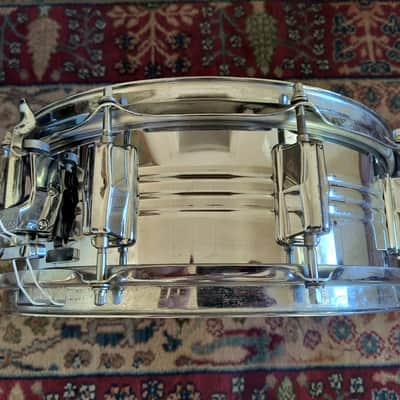 Vintage 1970s Pearl Model B4514 Chrome Over Brass Snare Drum 5 x 14 Stewart Copeland image 2