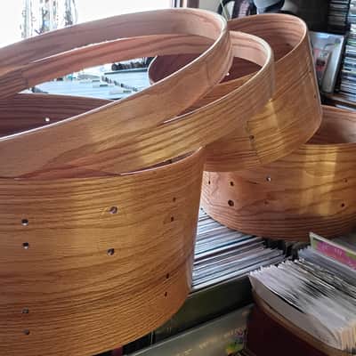 Red Oak Steam bent Semi-Solid Slim Bare Project shell Drum Set by Erie Drums image 6