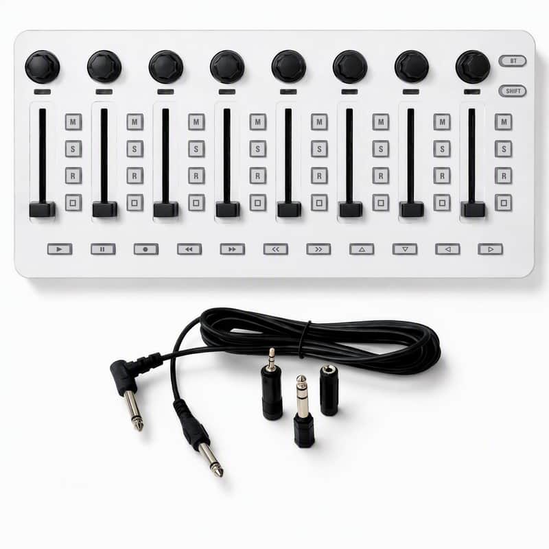 M-VAVE SMC-Mixer Wireless MIDI Mixer Controller, Portable Bluetooth MIDI Controller with 43 Backlit Buttons, 8 Faders & 8 Knobs, USB MIDI Fader Controller (SMC-Mixer White) image 1
