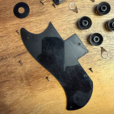 Original 1974 Gibson SG bundle: pickguard, poker chip, one pickup ring, 4 speed knobs, 4 pointer washers, period screws image 10
