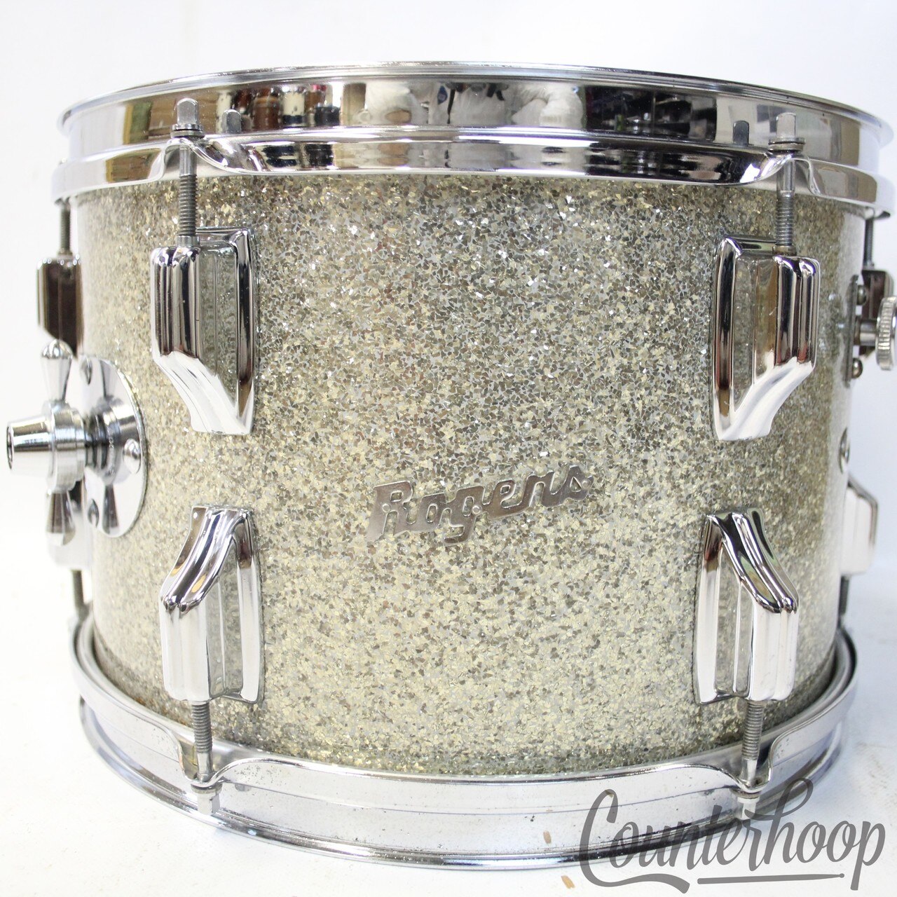 Rogers 12x8"Silver Sparkle Dayton Holiday Tom Drum Vintage Powertone Swivomatic — main photograph