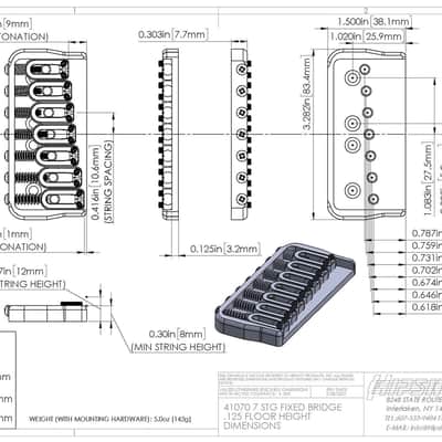 NEW Hipshot 7 STG FIXED GUITAR BRIDGE .125 image 2