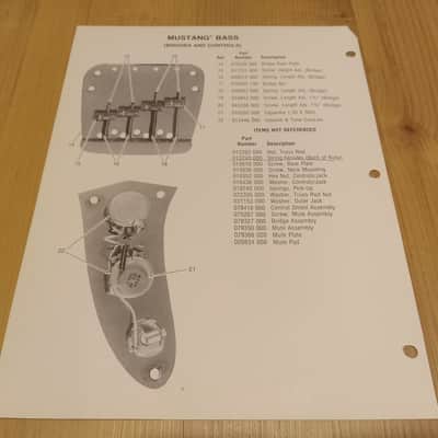 Vintage Late 1970's Fender Mustang Bass Replacement Parts List! Original Case Candy, Paperwork! image 2