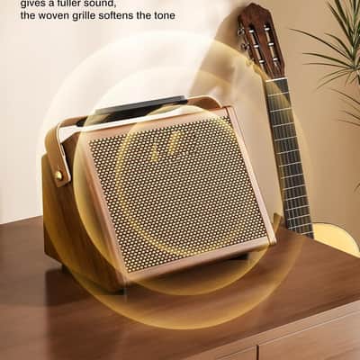 Acoustic Guitar Amp, 20W Mic/Guitar Amplifier with Reverb, 2-Band EQ, Rechargeable 8H Battery Life, Advanced Dual-chip Wireless Portable Speaker for 6.35mm Microphone/Acoustic Guitars image 2