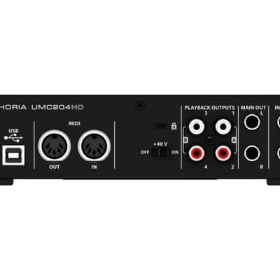 Behringer Umc204 Hd Interfaccia Audio 2 X4 Scheda Audio Midi Usb 2 In 4 Out 24 Bit 192 Khz 2 Preamplificatori Microfonici Midas Phantom Power +48 V image 2