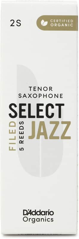 D'Addario Organics Select Jazz Filed Tenor Saxophone Reeds - 2 Soft (5-pack) (2-pack) Bundle image 1