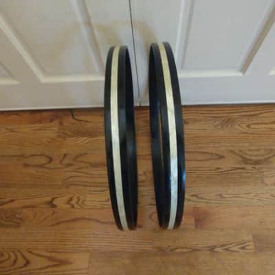 Ludwig (2) matching vintage super classic 22" bass drum hoops marine earl inlay exceptional image 5