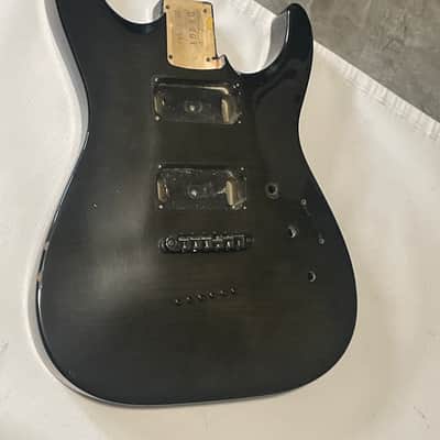 2000's Japan Jackson DKMGT Dinky Arched Top Transparent Black Flame Guitar Body Hard Tail image 3