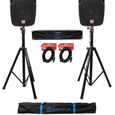 Crown Pro XLi1500 900w 2-Channel DJ/PA Power Amplifier+(2) 12” Speakers+Cables image 1