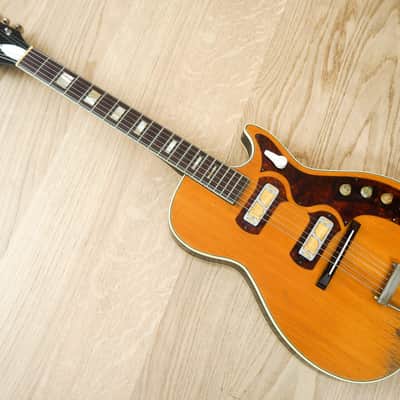 1959 Harmony Stratotone Jupiter H49 Vintage Electric Guitar, DeArmond Gold Foils w/ Tweed Case image 14
