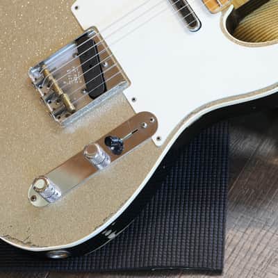 2018 Fender Custom Shop Double Esquire Limited Edition Electric Guitar Relic Silver Sparkle + COA OHSC image 8