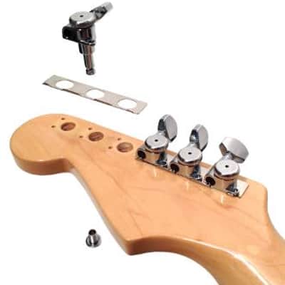 Hipshot 6K1GL0 Open Grip-Lock Guitar Machine Heads Set of 6 Inline - Chrome---chrome image 2