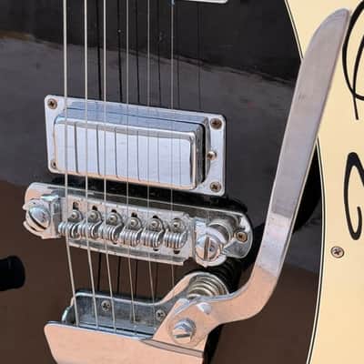 Vintage Teisco May Queen Electric Guitar - Black w/ F-Hole - Rare image 8