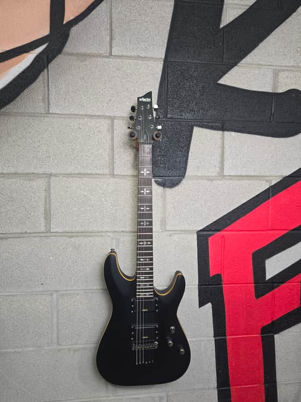 Schecter Demon-6 2014 - 2017 - Aged Black Satin with Hard Case image 1