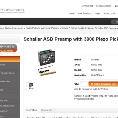 Schaller ASD 4 Band Preamp with 747 Piezo Bridge Saddle Pickup image 7