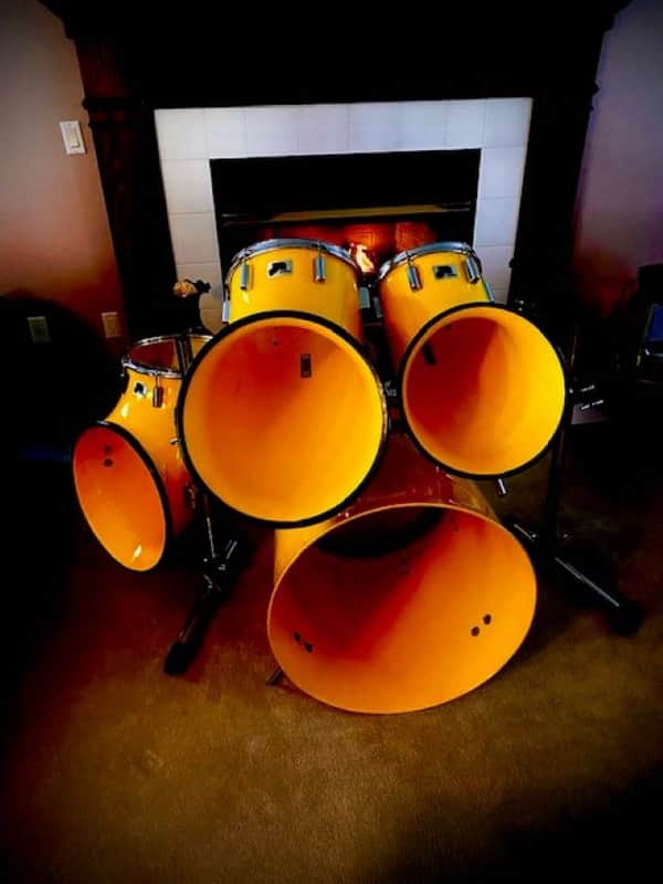 Vintage North Drums 4pc drum Kit 1970's,Yellow. Refurbished by Blonde Knuckle Custom Drums Works image 1