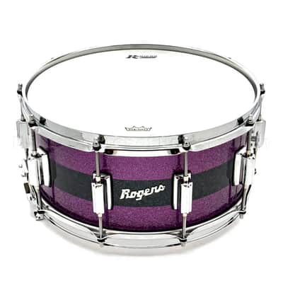 Rogers Dyna-Sonic Snare Drum 14x6.5 Purple & Black Sparkle image 2