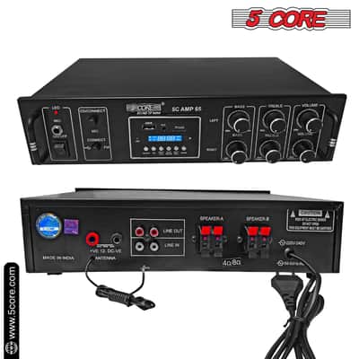 5 Core Amplifier 65W RMS Hi-Fi Stereo Power Amplifiers with USB AUX MIC SD Card Input Speaker Bass and Treble Control Music Player Sound Amplifier for Car Home Garage- 5C AMP 65-5C AMP 65 image 4