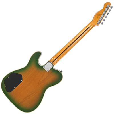 Vintage REVO Series Trio Electric Guitar ~ Green/Yellow Burst image 3