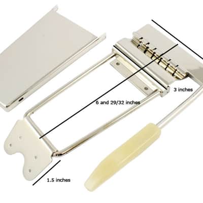 Allparts Long Vibrola Maestro Tremolo Tailpiece Nickel & Roller Bridge 4 Gibson  SG, ES335, firebird image 3