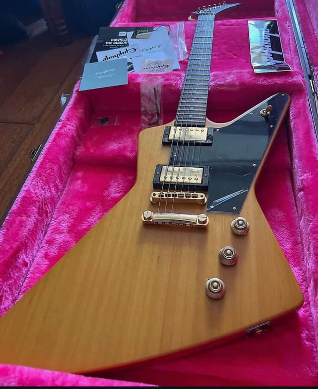Epiphone Limited Edition '58 Korina Explorer Reissue 2022 - Antique Natural (Black Pickguard) image 1