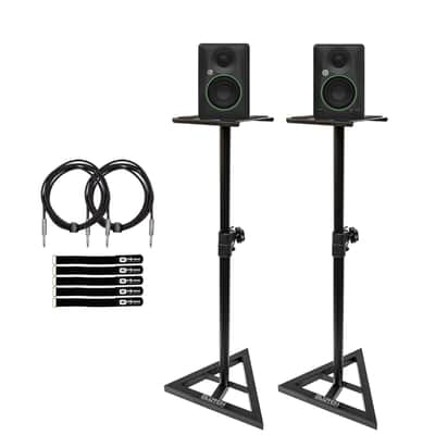Mackie CR3.5 3.5" Powered Studio Monitor Speakers Pair w Stands Package image 1