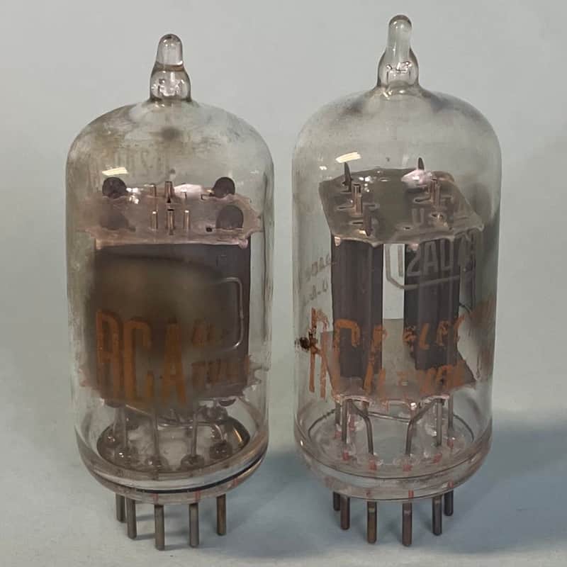 1960s RCA 12AU7 ECC82 X2 Matched Pair Vintage Long Plate Side Getter Tubes! T147 image 1