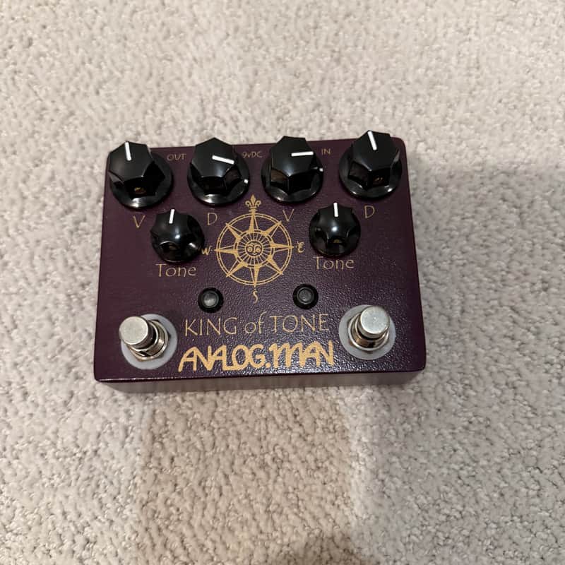 Analogman King of Tone V4 with Red Side High Gain, Four Jack, and Toggle Options