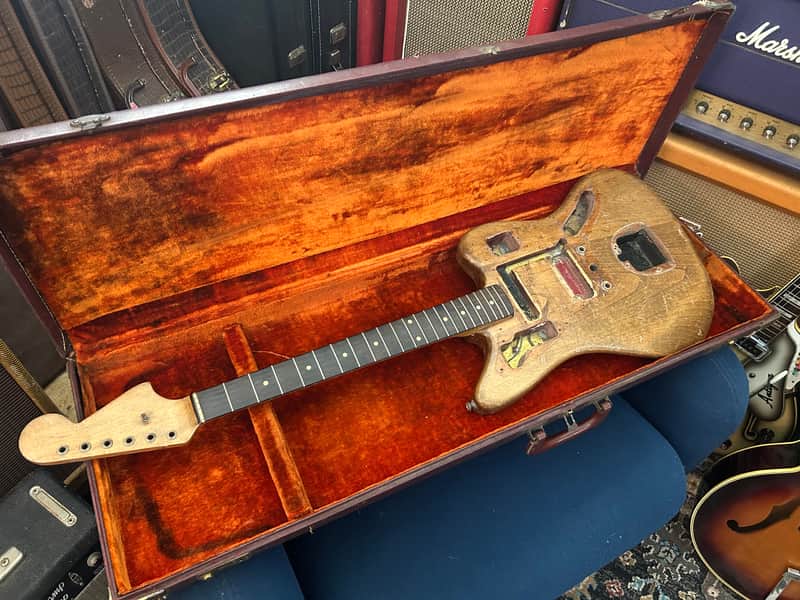 Vintage Fender Jaguar Body & Neck 1963 Stripped Candy Apple Red Pre CBS Clay Dots Brazilian Rosewood image 1