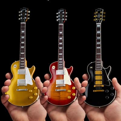 SET of 3 Miniature Gibson Guitars Classic Les Pauls - '59 Sunburst, Gold Top, and Black Beauty! image 1