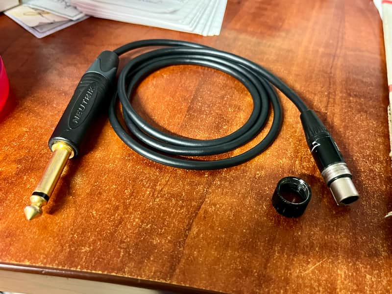 Shure WA305 Gold-plated Neutrik 1/4" Straight TS to TA4F Cable 3' Premium threaded locking Instrument Guitar Cable 95A20085 for Glx-d GLXD GLXD1, QLXD1, ULXD1-TQG, AD1-TQG, ADX1-TQG bodypack ULX-D & QLX-D Transmitters Digital Wireless Systems. image 1