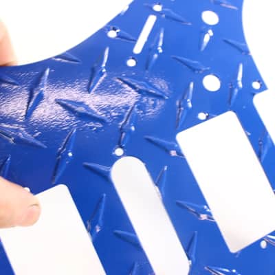 Blue Aluminum Diamond Plate HSH Strat Pickguard Fits Fender Stratocaster image 5