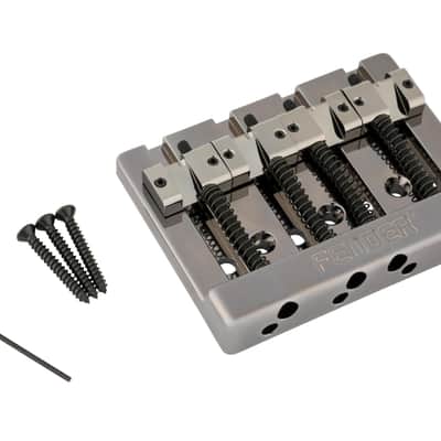 Fender HiMass String-Through 4-String Bass Bridge Assembly With Brass Saddles, Black Chrome image 1