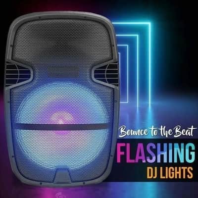 15'' Portable Wireless BT Speaker System w/LED Light, and Wheels image 2