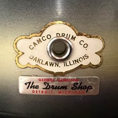 Immagine Camco Oaklawn (1960s) 8-Lug 5x14 Black & Gold Duco Tuxedo Snare Drum - 3