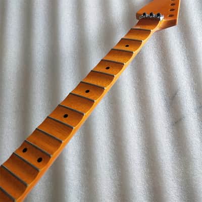 Glossy Finish Maple Guitar Strat Style Neck with Scalloped Fingerboard, Reversed Headstock image 4
