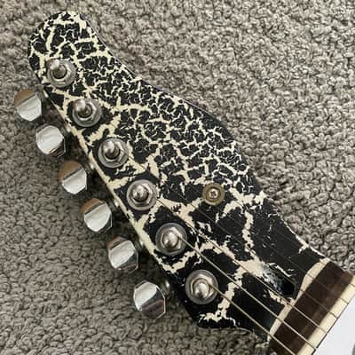 White Black Custom Finish Strat Style Electric Guitar, Solid Basswood Body, Maple Neck image 2