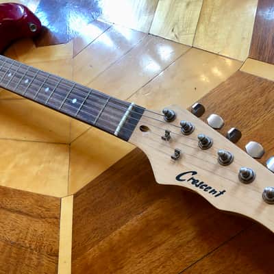 Vintage Crescent Red Sparkle Electric Guitar Stratocaster style image 8