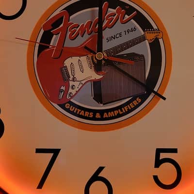 Fender Guitars Dealer Style Orange Neon Light Up Clock Killer Cool Man Cave/Garage/Bar Item Strat & Twin Reverb image 3