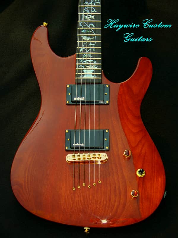 3/4 Size Cherry Lightweight 6.5 lb. Strat + 24.75 Gibson Scale Inlaid Neck + Thin Close Fitting Body + Gold Hardware+ 2 EMG Select Humbucker Pickups +Tune-O-Matic Bridge + Leveled & Crowned 6550 Frets with Low Action! image 1